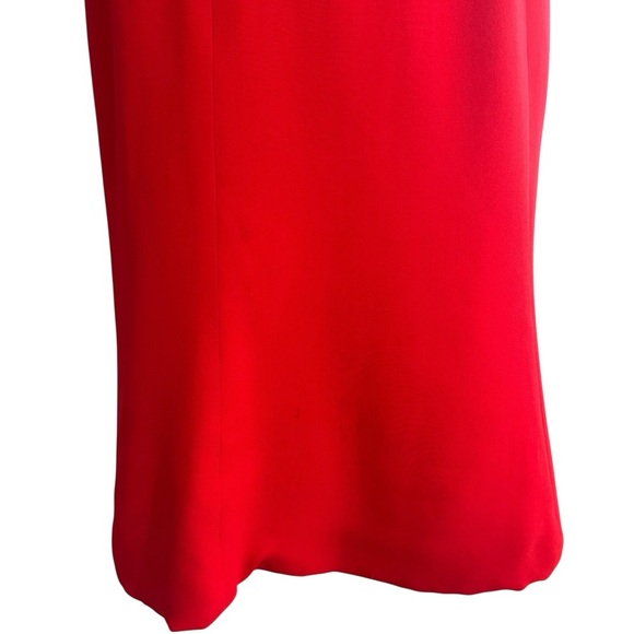 CAROLINA HERRERA Red Silk Midi Dress Sz 4 3/4 Sleeves Buttons Neck Party Holiday - Picture 6 of 10